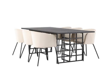 Ystad Spisegruppe 220 cm Rektangulær med 6 Berit Stoler - Beige - Møbler - Bord - Spisegruppe