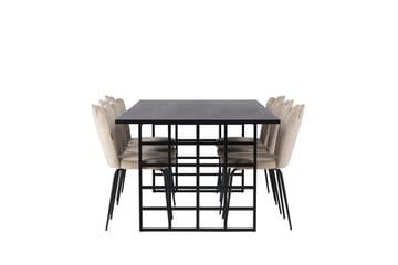 Ystad Spisegruppe 220 cm Rektangulær med 6 Limhamn Stoler - Beige - Møbler - Bord - Spisegruppe