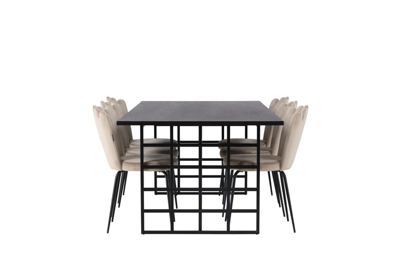 Ystad Spisegruppe 220 cm Rektangulær med 6 Limhamn Stoler - Beige - Møbler - Bord - Spisegruppe