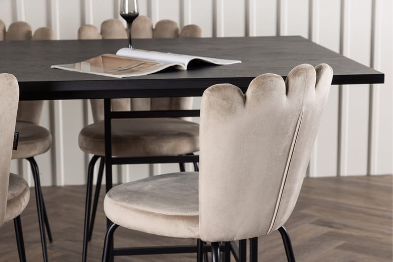 Ystad Spisegruppe 220 cm Rektangulær med 6 Limhamn Stoler - Beige - Møbler - Bord - Spisegruppe