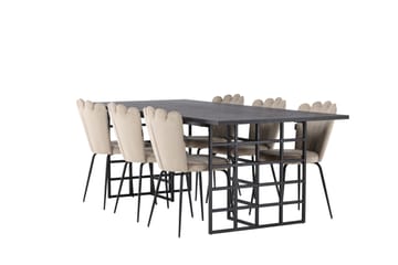 Ystad Spisegruppe 220 cm Rektangulær med 6 Limhamn Stoler - Beige - Møbler - Bord - Spisegruppe