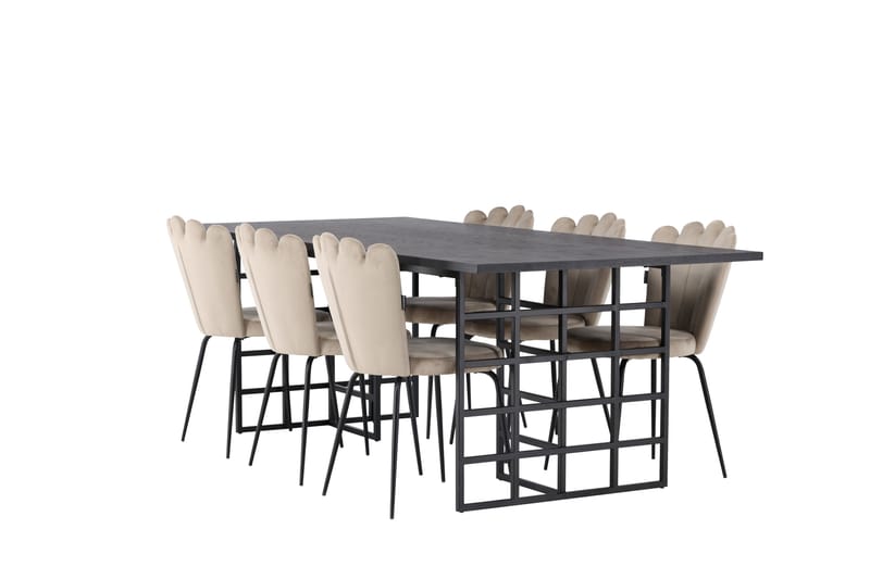 Ystad Spisegruppe 220 cm Rektangulær med 6 Limhamn Stoler - Beige - Møbler - Bord - Spisegruppe