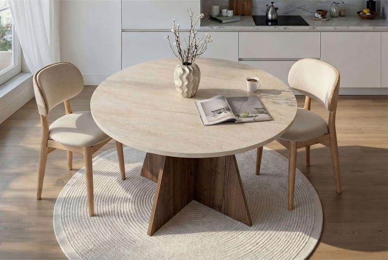 Zalen Spisebord 120x75x120 cm - Travertine Walnut - Møbler - Bord - Spisebord & kjøkkenbord