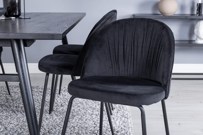 Zenazmi forlengbar spisegruppe 195 cm inkl. 6 Foyos stoler - Svart - Møbler - Bord - Spisegruppe