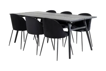Zenazmi forlengbar spisegruppe 195 cm inkl. 6 Foyos stoler - Svart - Møbler - Bord - Spisegruppe