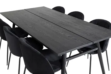 Zenazmi forlengbar spisegruppe 195 cm inkl. 6 Foyos stoler - Svart - Møbler - Bord - Spisegruppe