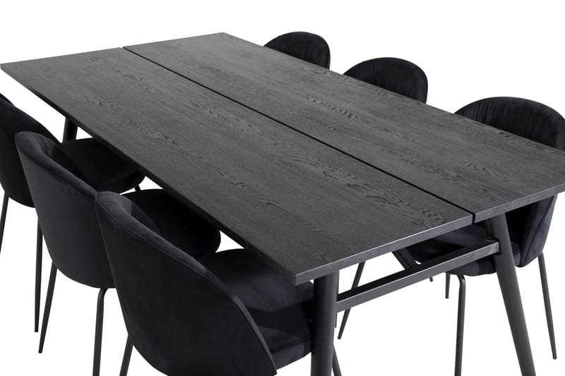 Zenazmi forlengbar spisegruppe 195 cm inkl. 6 Foyos stoler - Svart - Møbler - Bord - Spisegruppe