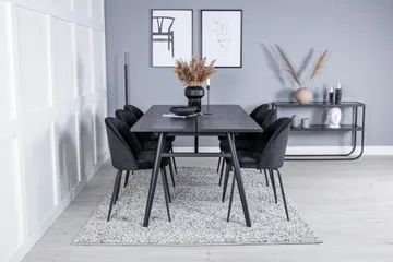 Zenazmi forlengbar spisegruppe 195 cm inkl. 6 Foyos stoler - Svart - Møbler - Bord - Spisegruppe