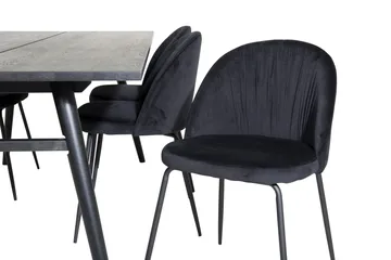 Zenazmi forlengbar spisegruppe 195 cm inkl. 6 Foyos stoler - Svart - Møbler - Bord - Spisegruppe