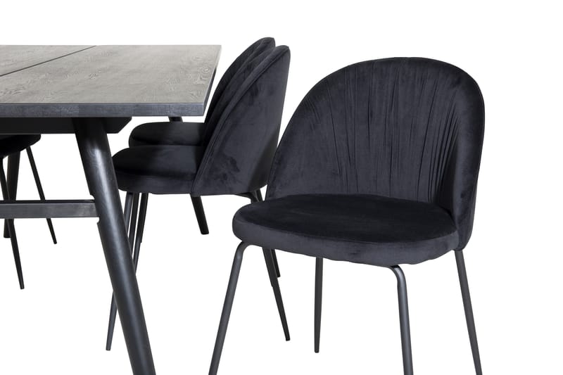 Zenazmi forlengbar spisegruppe 195 cm inkl. 6 Foyos stoler - Svart - Møbler - Bord - Spisegruppe