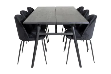 Zenazmi forlengbar spisegruppe 195 cm inkl. 6 Foyos stoler - Svart - Møbler - Bord - Spisegruppe