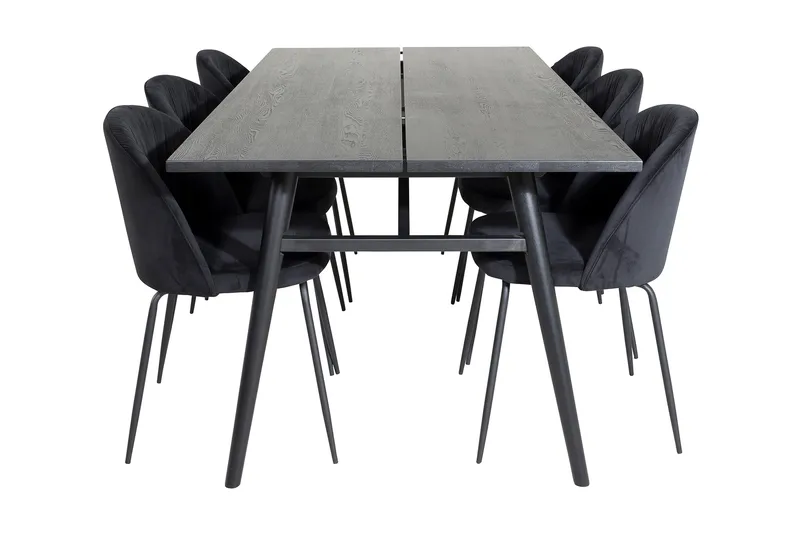 Zenazmi forlengbar spisegruppe 195 cm inkl. 6 Foyos stoler - Svart - Møbler - Bord - Spisegruppe