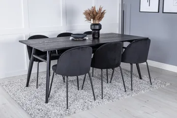 Zenazmi forlengbar spisegruppe 195 cm inkl. 6 Foyos stoler - Svart - Møbler - Bord - Spisegruppe