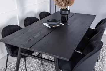 Zenazmi forlengbar spisegruppe 195 cm inkl. 6 Foyos stoler - Svart - Møbler - Bord - Spisegruppe