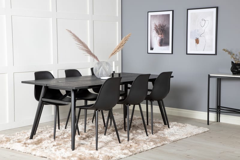 Zenazmi forlengbar spisegruppe 195 cm inkl. 6 Ypas stoler - Svart - Møbler - Bord - Spisegruppe