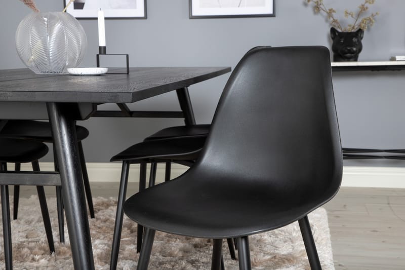 Zenazmi forlengbar spisegruppe 195 cm inkl. 6 Ypas stoler - Svart - Møbler - Bord - Spisegruppe