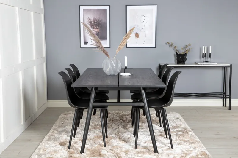Zenazmi forlengbar spisegruppe 195 cm inkl. 6 Ypas stoler - Svart - Møbler - Bord - Spisegruppe