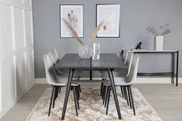 Zenazmi forlengbar spisegruppe 195 cm inkl. 6 Ypas stoler - Svart/Grå - Møbler - Bord - Spisegruppe