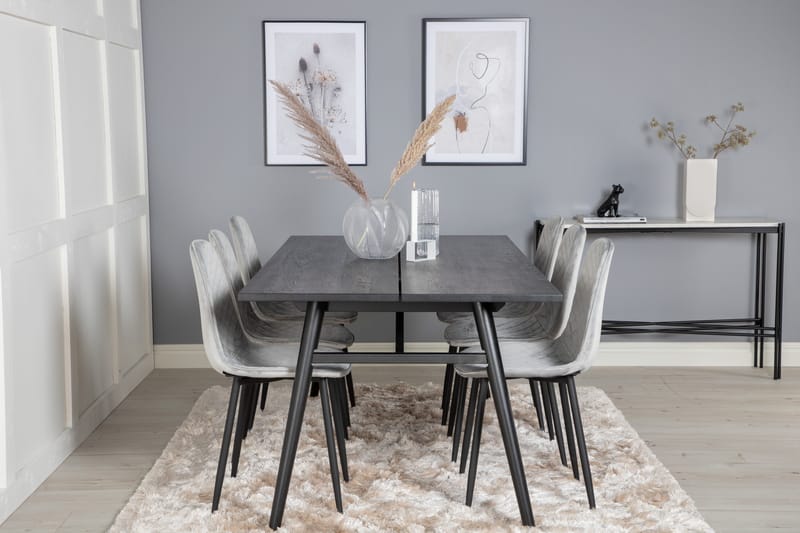 Zenazmi forlengbar spisegruppe 195 cm inkl. 6 Ypas stoler - Svart/Grå - Møbler - Bord - Spisegruppe
