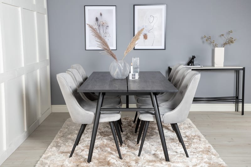 Zenazmi spisebord 195 cm med 6 stk. Valera Lyx fløyelsstoler - Møbler - Bord - Spisegruppe