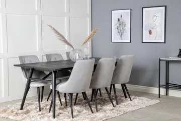 Zenazmi spisebord 195 cm med 6 stk. Valera Lyx fløyelsstoler - Møbler - Bord - Spisegruppe
