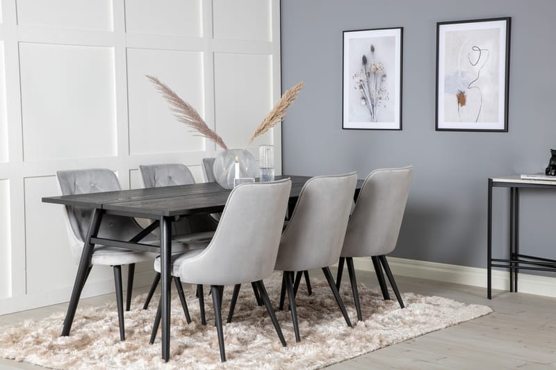 Zenazmi spisebord 195 cm med 6 stk. Valera Lyx fløyelsstoler - Møbler - Bord - Spisegruppe