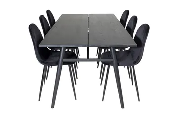 Zenazmi spisegruppe 195 cm inkl. 6 Pontus stoler - Svart - Møbler - Bord - Spisegruppe