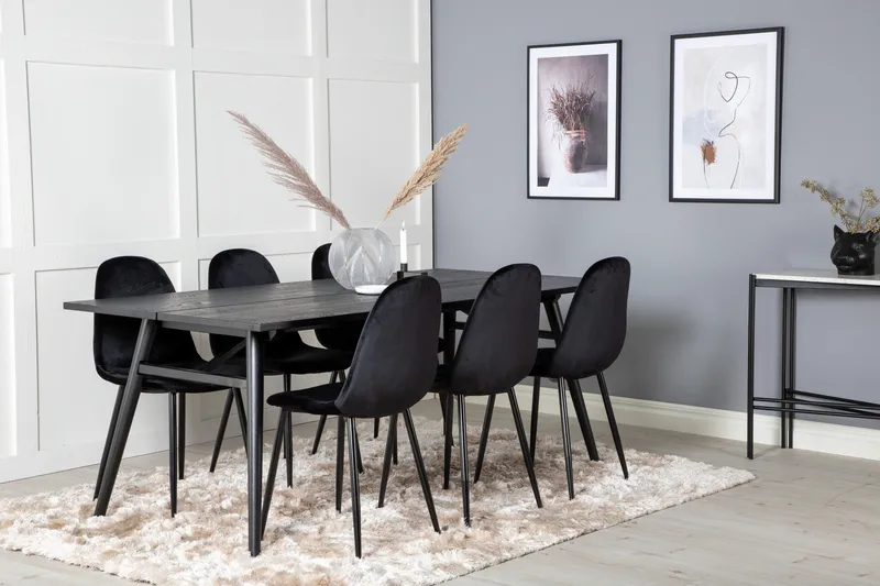 Zenazmi spisegruppe 195 cm inkl. 6 Pontus stoler - Svart - Møbler - Bord - Spisegruppe