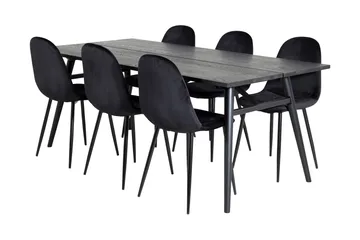 Zenazmi spisegruppe 195 cm inkl. 6 Pontus stoler - Svart - Møbler - Bord - Spisegruppe