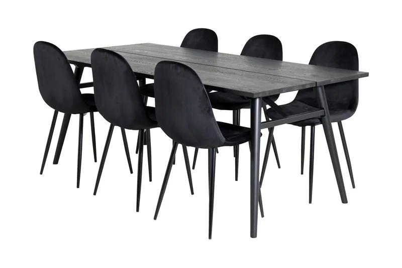 Zenazmi spisegruppe 195 cm inkl. 6 Pontus stoler, Svart