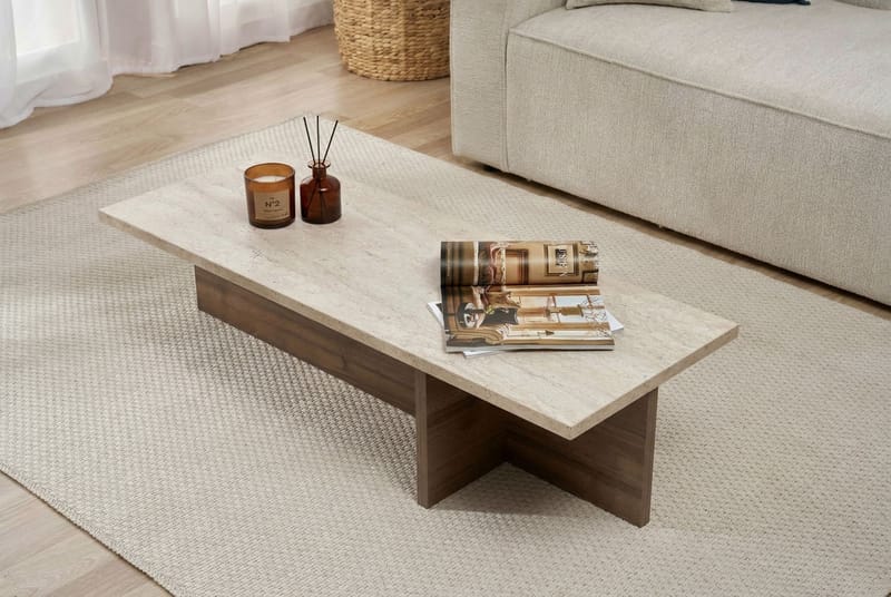 Zephral Sofabord 120x30x45 cm - Travertin, Milano Walnut - Møbler - Bord - Sofabord & salongbord
