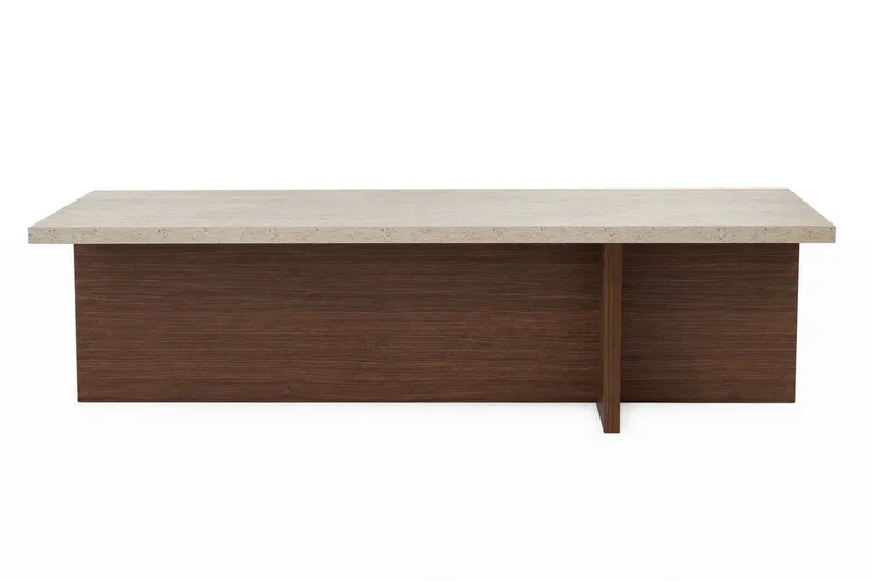 Zephral Sofabord 120x30x45 cm, Travertin, Milano Walnut