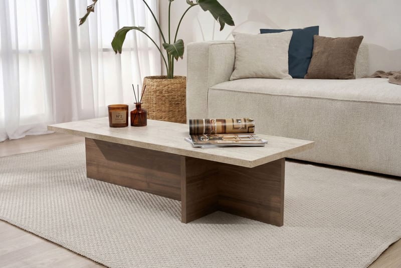 Zephral Sofabord 120x30x45 cm - Travertin, Milano Walnut - Møbler - Bord - Sofabord & salongbord