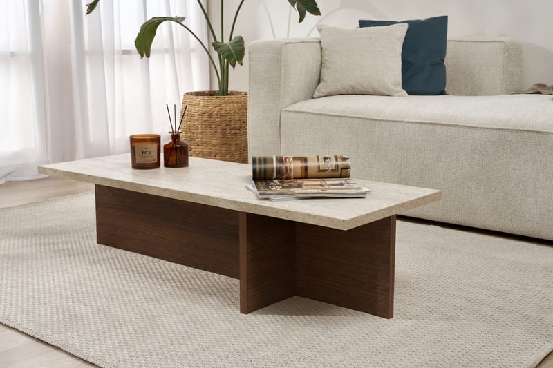 Zephral Sofabord 120x30x45 cm - Travertin, Milano Walnut - Møbler - Bord - Sofabord & salongbord