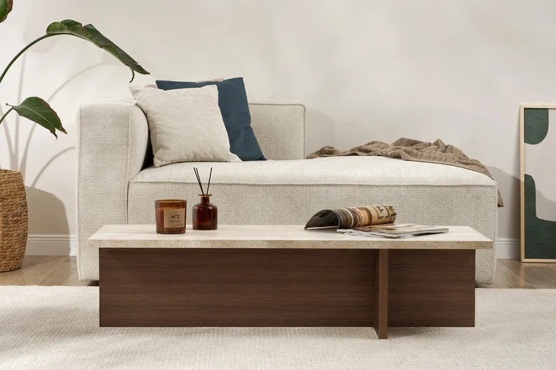 Zephral Sofabord 120x30x45 cm - Travertin, Milano Walnut - Møbler - Bord - Sofabord & salongbord
