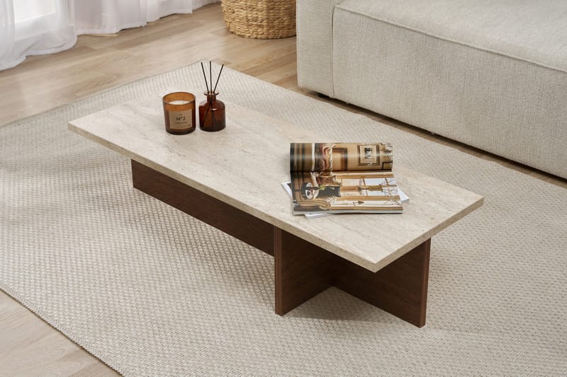 Zephral Sofabord 120x30x45 cm - Travertin, Milano Walnut - Møbler - Bord - Sofabord & salongbord