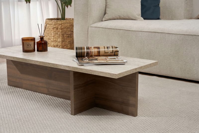 Zephral Sofabord 120x30x45 cm - Travertin, Milano Walnut - Møbler - Bord - Sofabord & salongbord
