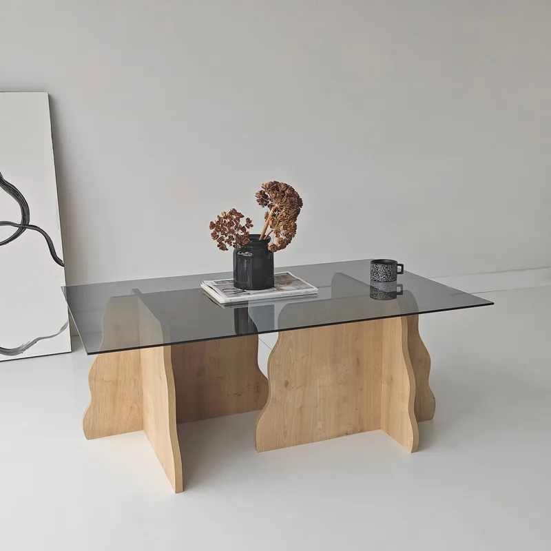 Zevric sofabord 65x105 cm rektangulært glass - Safir Eik og Røkt - Møbler - Bord - Sofabord & salongbord