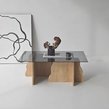 Zevric sofabord 65x105 cm rektangulært glass - Safir Eik og Røkt - Møbler - Bord - Sofabord & salongbord