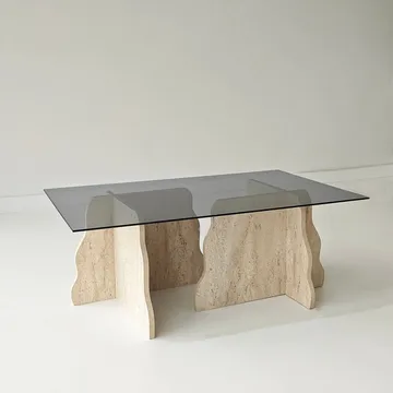 Zevric sofabord 65x105 cm rektangulært glass - Travertin og Røkt - Møbler - Bord - Sofabord & salongbord