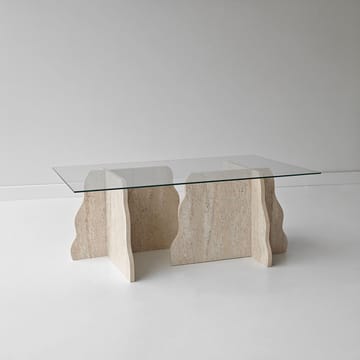Zevric sofabord 65x105 cm rektangulært glass - Travertin og Transparent - Møbler - Bord - Sofabord & salongbord