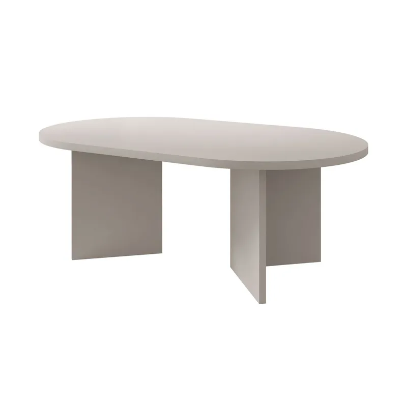 Zyleron Ovalt Sofabord 110x65 cm med Lyst Treutseende og Panelben, Beige