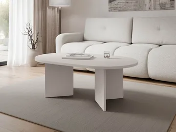 Zyleron Ovalt Sofabord 110x65 cm med Lyst Treutseende og Panelben - Beige - Møbler - Bord - Sofabord & salongbord