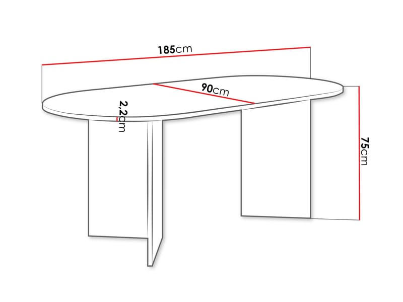 Zyleron Spisebord ovalt 185 cm - Lysebrun - Møbler - Bord - Spisebord & kjøkkenbord
