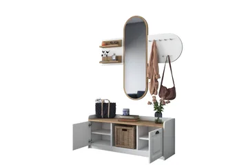 Ronnric Gangmøbelsett Hvit/Brun - Hanah Home - Møbler - Gangmøbler - Møbelsett til gang & entre