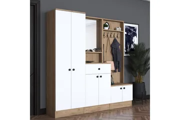 Hooda Gangmøbelsett Brun/Hvit - Hanah Home - Møbler - Gangmøbler - Møbelsett til gang & entre