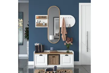 Ronnric Gangmøbelsett Hvit/Brun - Hanah Home - Møbler - Gangmøbler - Møbelsett til gang & entre