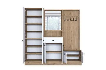 Hooda Gangmøbelsett Brun/Hvit - Hanah Home - Møbler - Gangmøbler - Møbelsett til gang & entre