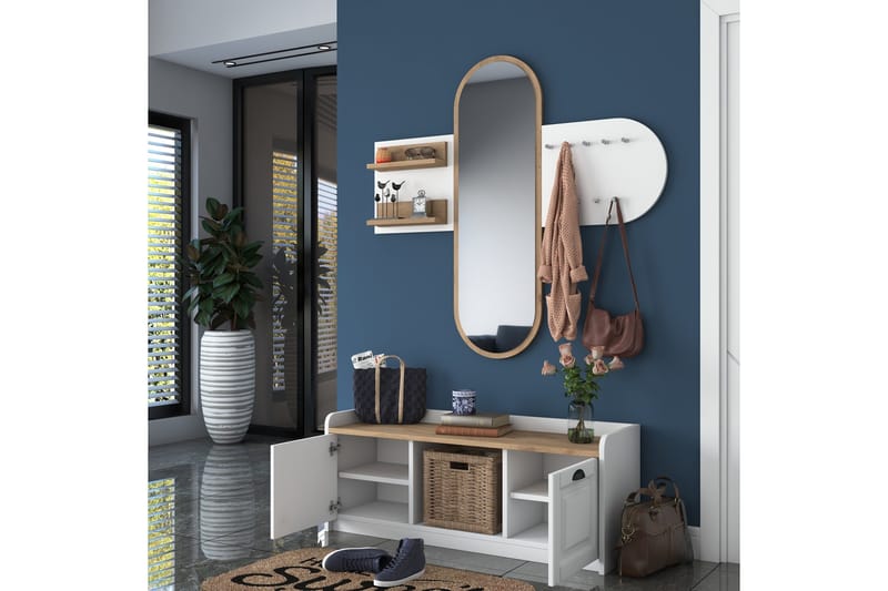 Ronnric Gangmøbelsett Hvit/Brun - Hanah Home - Møbler - Gangmøbler - Møbelsett til gang & entre