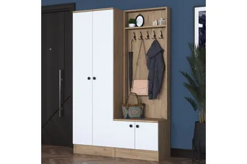 Hooda Gangmøbelsett Hvit/Brun - Hanah Home - Møbler - Gangmøbler - Møbelsett til gang & entre